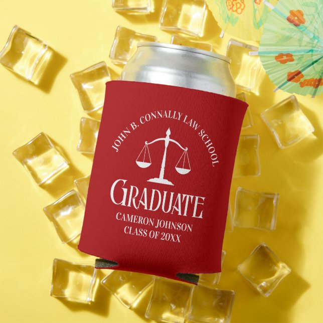 Custom Red White Law School Graduation Party Can Cooler (In Situ Summer)