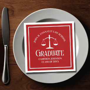 Custom Red White Law School Graduation Party Napkin