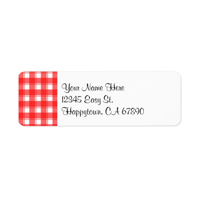 Custom Red White Plaid Return Address Labels (Front)