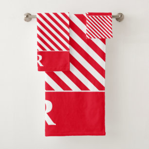 Custom Red/White Stripes Bath Towel Set