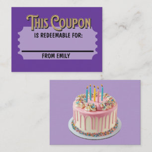Custom Redeemable Ticket Gift Celebration Coupon Card