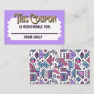 Custom Redeemable Ticket Gift Coupon 90s Card