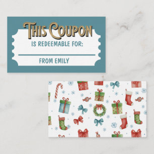 Custom Redeemable Ticket Gift Coupon Holiday Card 