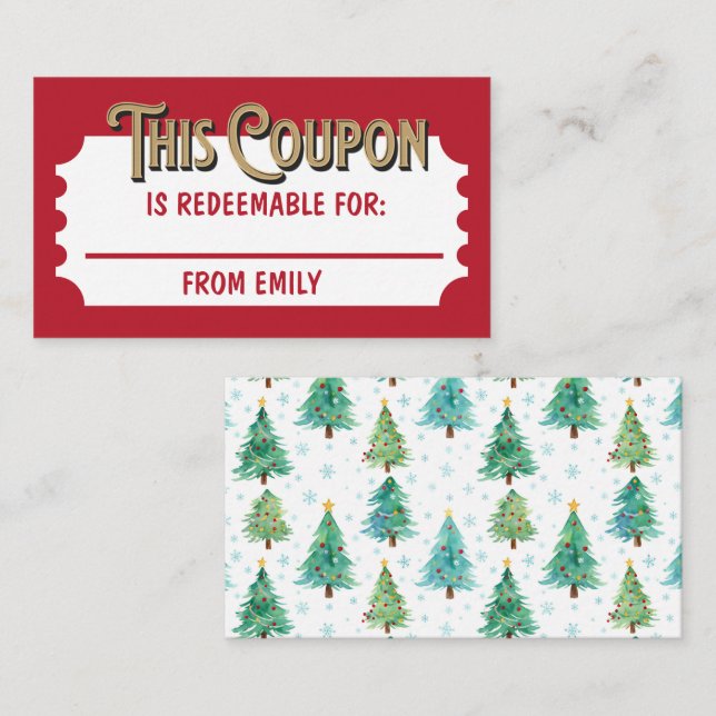 Custom Redeemable Ticket Gift Coupon Xmas Card  (Front/Back)