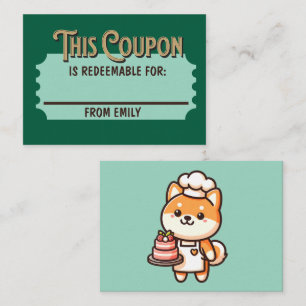Custom Redeemable Ticket Gift Shiba Cake Coupon Card