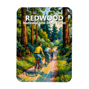 Custom Redwood Family Cycling Van Gogh Colorful Magnet