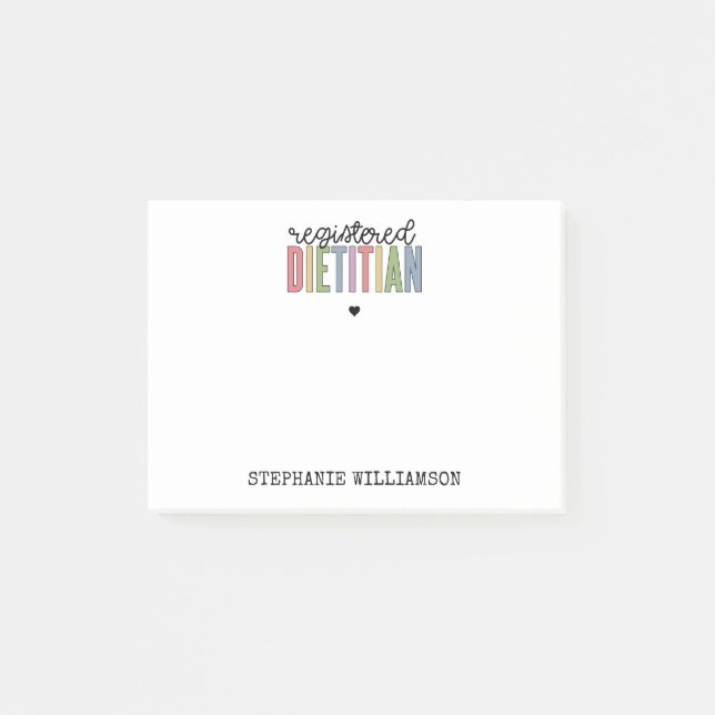 Custom Registered Dietician Multicolored RD Post-it Notes (Front)