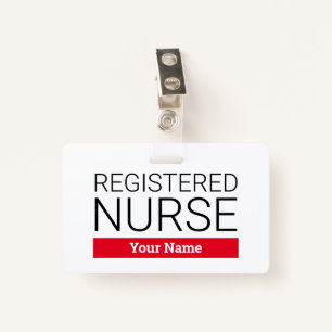 Custom registered nurse name badge with clip ID badge