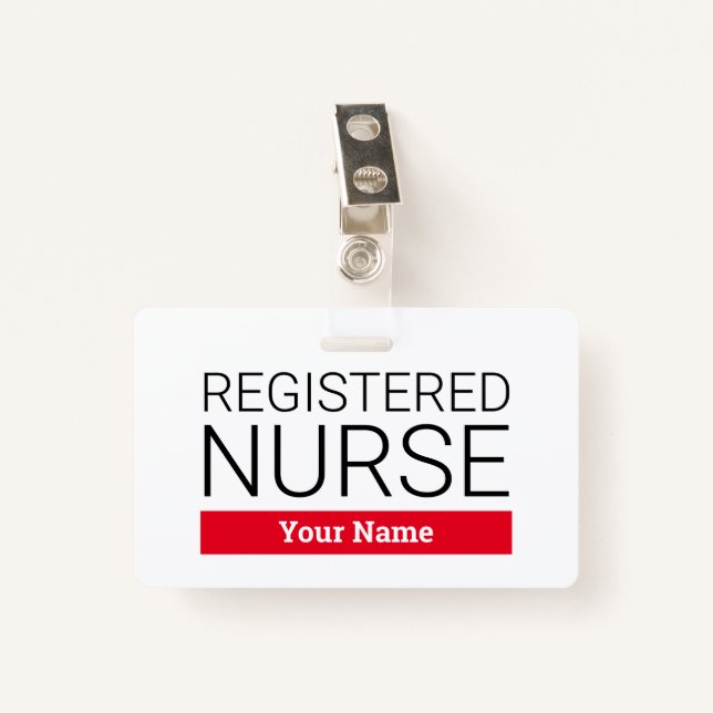 Custom registered nurse name badge with clip ID badge (Front with Clip)