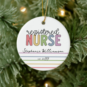 Custom Registered Nurse RN Nurse Graduation Cute Ceramic Tree Decoration
