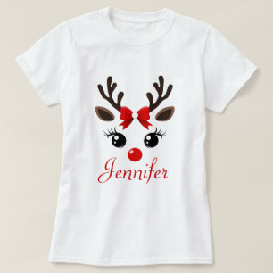 Custom Reindeer Christmas   Festive Holiday  T-Shirt