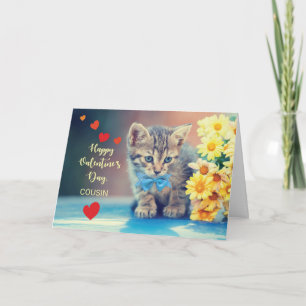 Custom Relation Cousin Love Valentine Kitten Card