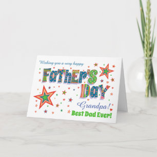 Custom Relation Father's Day with Stars and Hearts Card