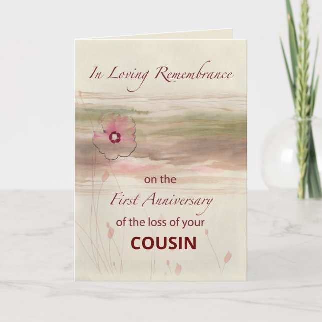 Custom Relation Remembrance 1st Anniversary  Card (Front)