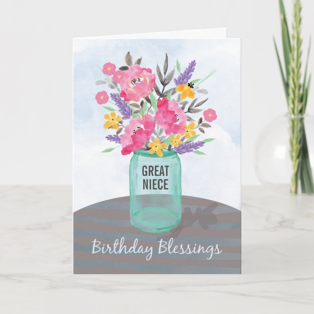 Custom Relationship Birthday Blessings Jar Vase Card (Front)