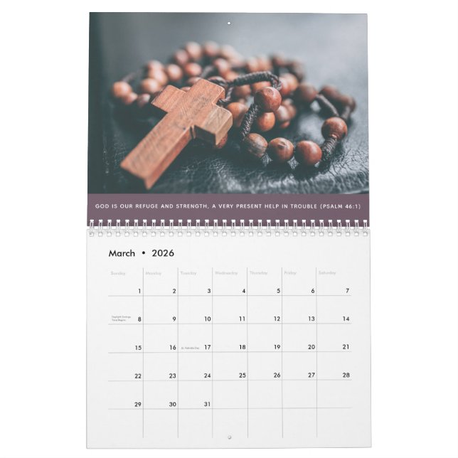 Custom Religious Christian Psalms Family Photo Calendar (Mar 2026)