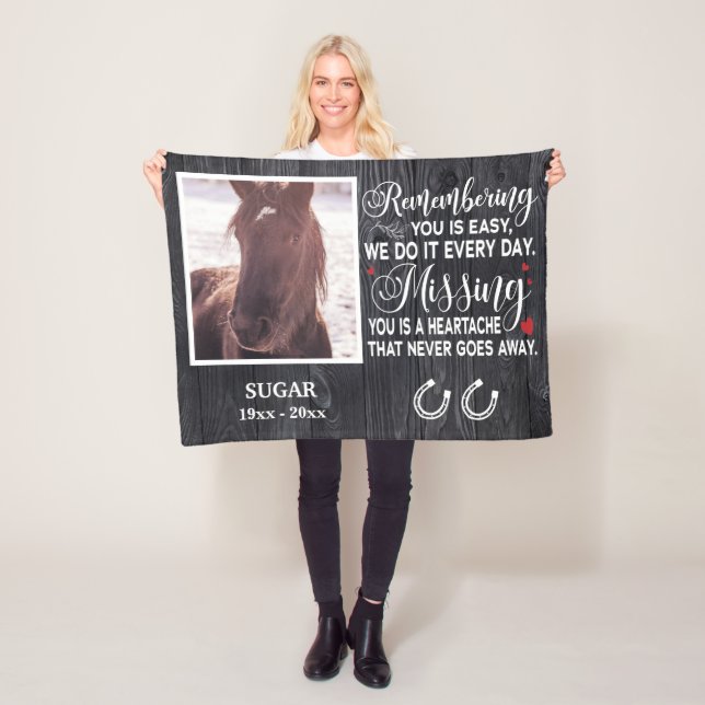Custom Remembering You Memorial Quote For Horse Fleece Blanket (In Situ)