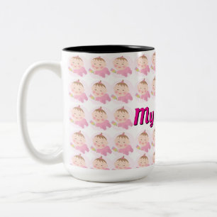 Custom Repeating Kid Photo & Name Gift Two-Tone Coffee Mug