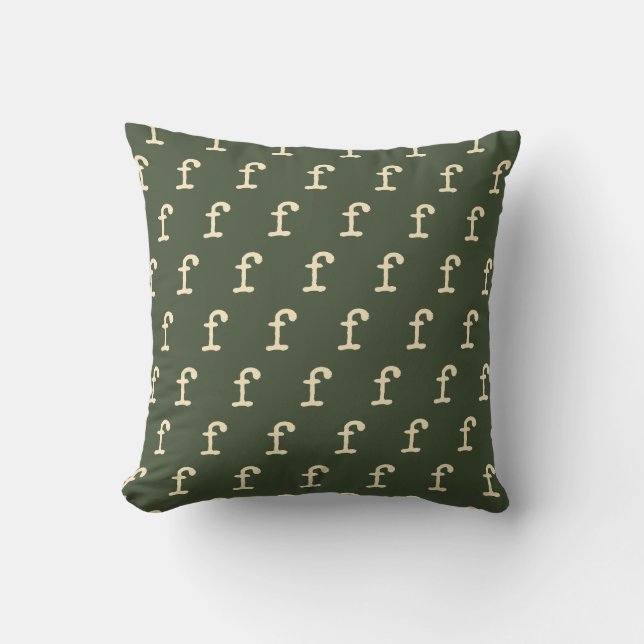 Custom Repeating Letter Monogram Pattern Green Cushion (Front)