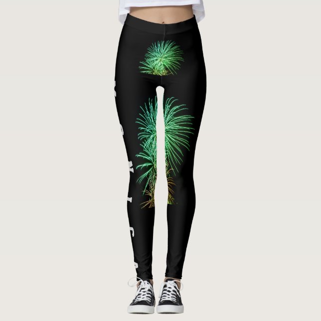 Custom Repeating Name Black Leggings (Front)