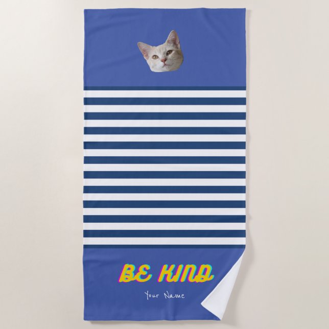Custom Replace your Cat Photo Beach Towel (Front)