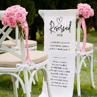 Custom Reserved Memorial Wedding Chair Fabric Sign