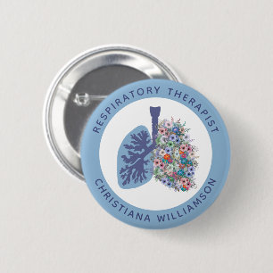 Custom Respiratory Therapist Floral Lungs Gift 6 Cm Round Badge