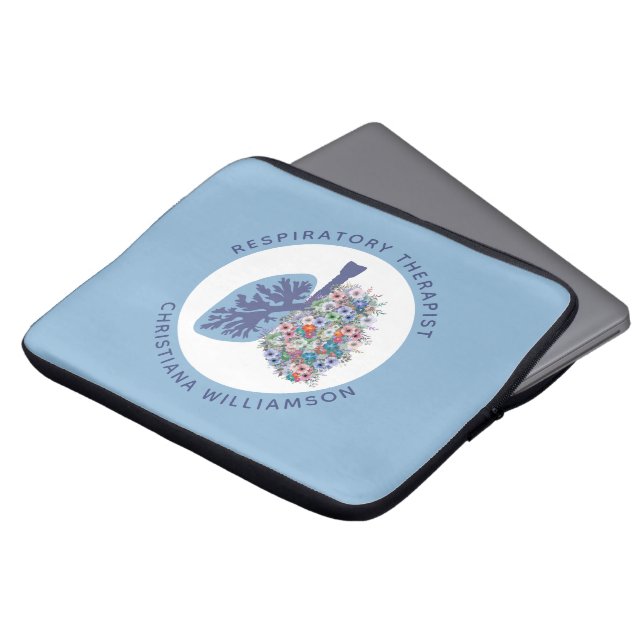 Custom Respiratory Therapist Floral Lungs Gift Laptop Sleeve (Front Top)