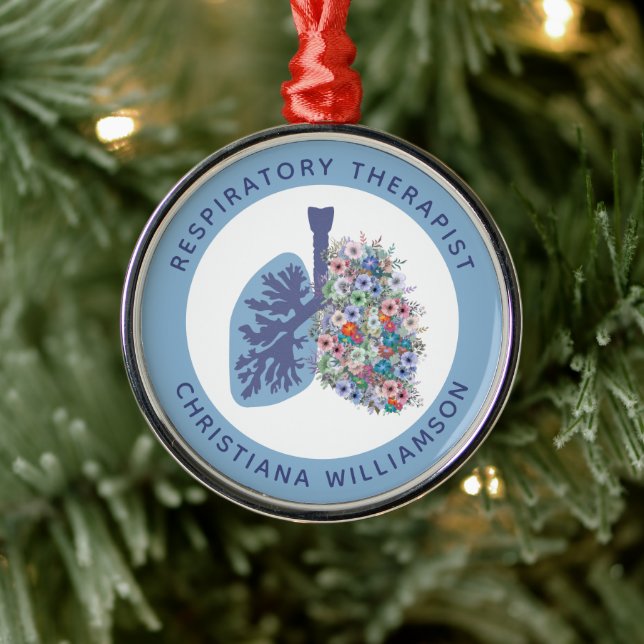 Custom Respiratory Therapist Floral Lungs Gift Metal Tree Decoration (Tree)