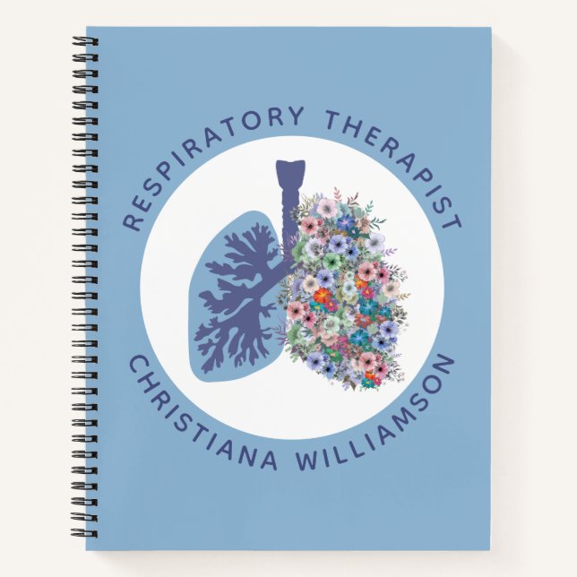 Custom Respiratory Therapist Floral Lungs Gift Notebook (Front)