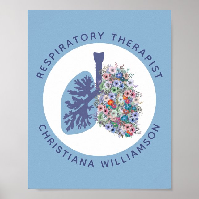 Custom Respiratory Therapist Floral Lungs Gift Poster (Front)