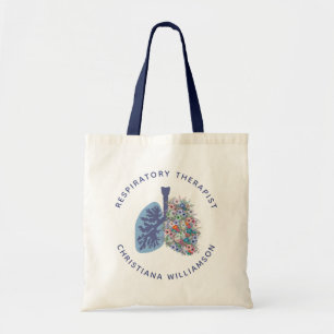 Custom Respiratory Therapist Floral Lungs Gift Tote Bag
