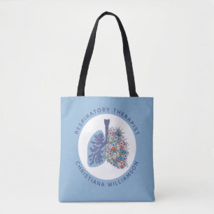 Custom Respiratory Therapist Floral Lungs Gift Tote Bag