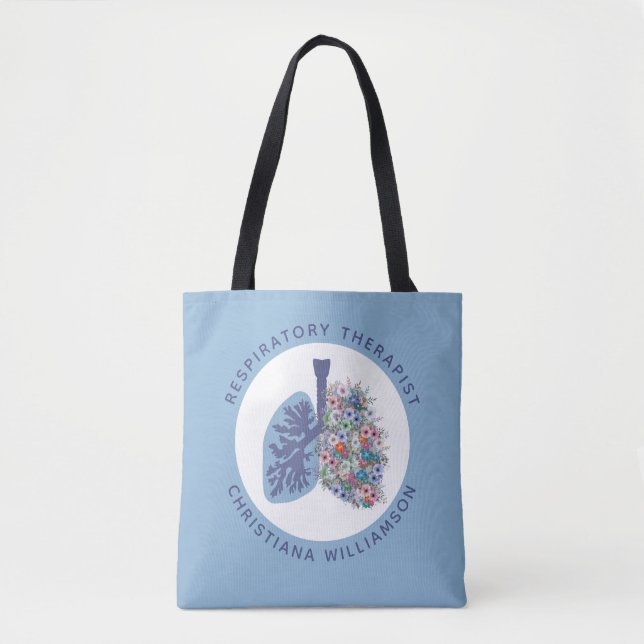 Custom Respiratory Therapist Floral Lungs Gift Tote Bag (Front)