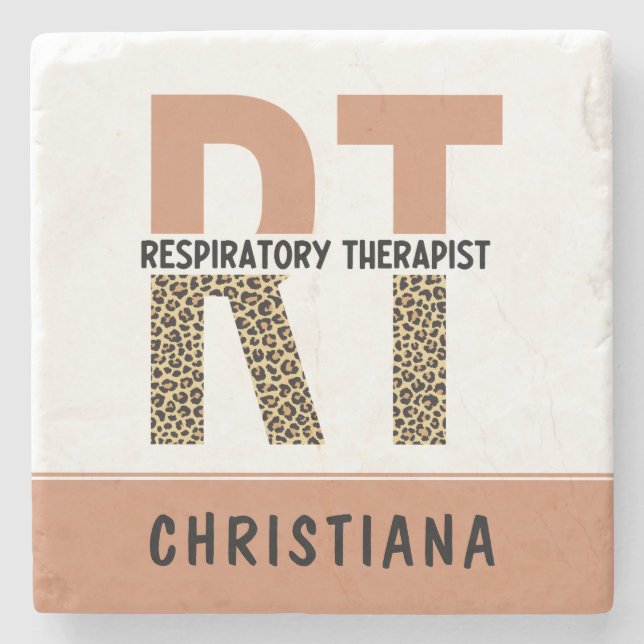 Custom Respiratory Therapist RT Gift Stone Coaster (Front)