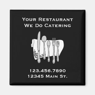 Custom Restaurant Black and White Siverware Magnet