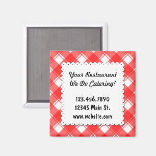 Custom Restaurant Business Red Plaid Magnet