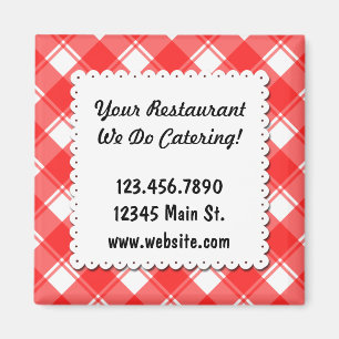Custom Restaurant Business Red Plaid Magnet