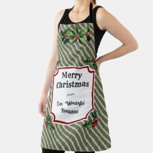 Custom Restaurant Christmas Plaid Apron