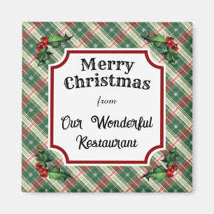 Custom Restaurant Christmas Plaid Magnet