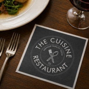Custom Restaurant Logo Modern Square Napkin