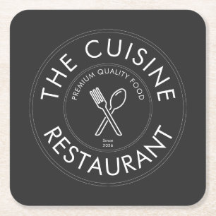 Custom Restaurant Logo Modern Square  Paper Coaste Coaster