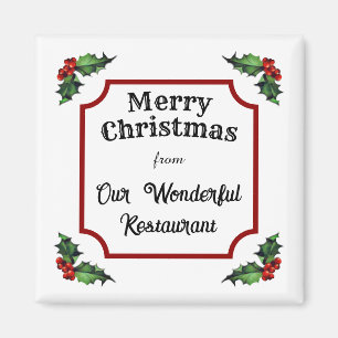 Custom Restaurant Merry Christmas Magnet