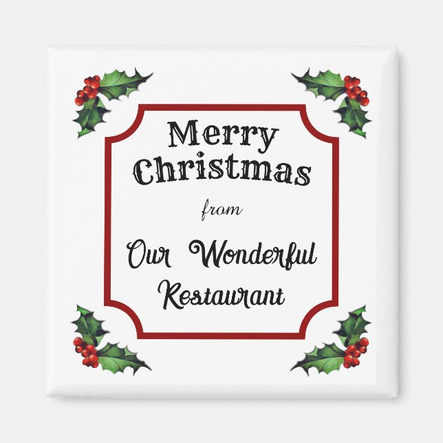 Custom Restaurant Merry Christmas Magnet (Front)