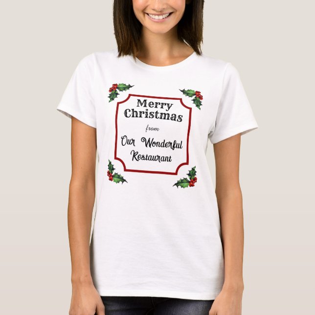 Custom Restaurant Merry Christmas T-Shirt (Front)