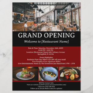 Custom Restaurant or Cafe Grand Opening  Flyer