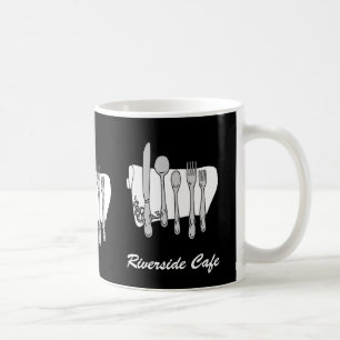 Custom Restaurant Silverware Black White Mug