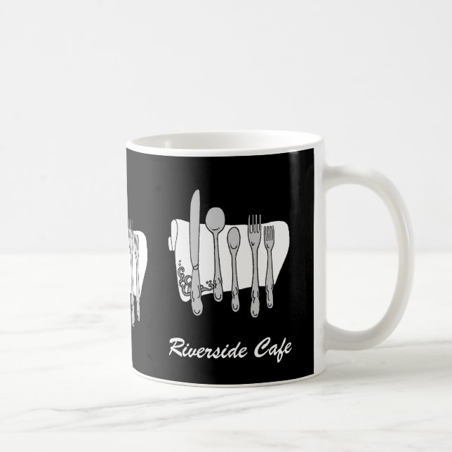 Custom Restaurant Silverware Black White Mug (Right)
