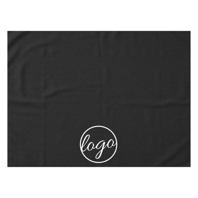 Custom Restaurant Trade Show Business Logo Black Tablecloth (Front (Horizontal))