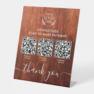 Custom Retail Pedestal Sign with Multi-QR Code Pay